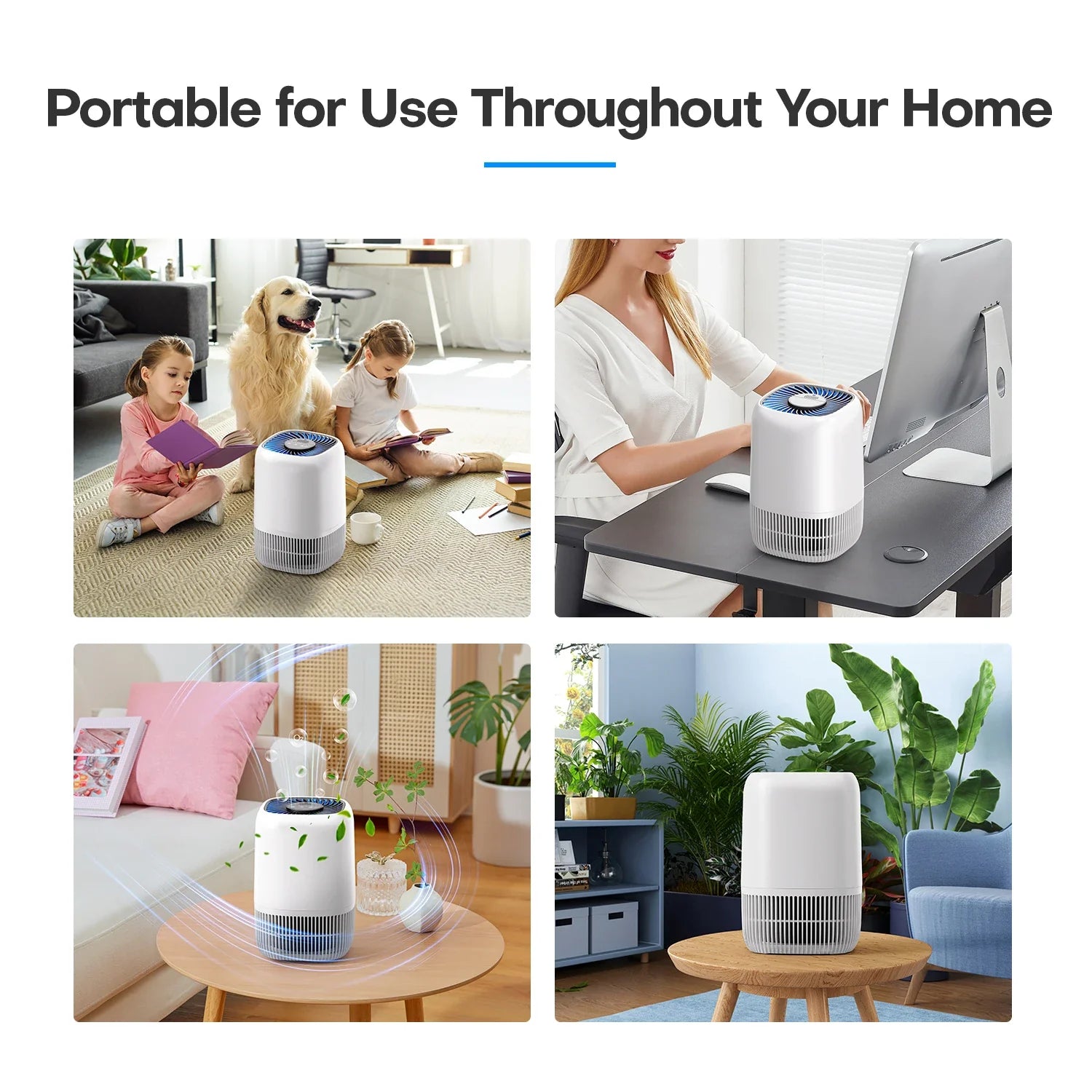 Air Purifiers for Bedroom Home, Air Filter Cleaner with Fragrance Sponge, HEPA Filter for Smoke, Allergies, Pollen, Pet Timer