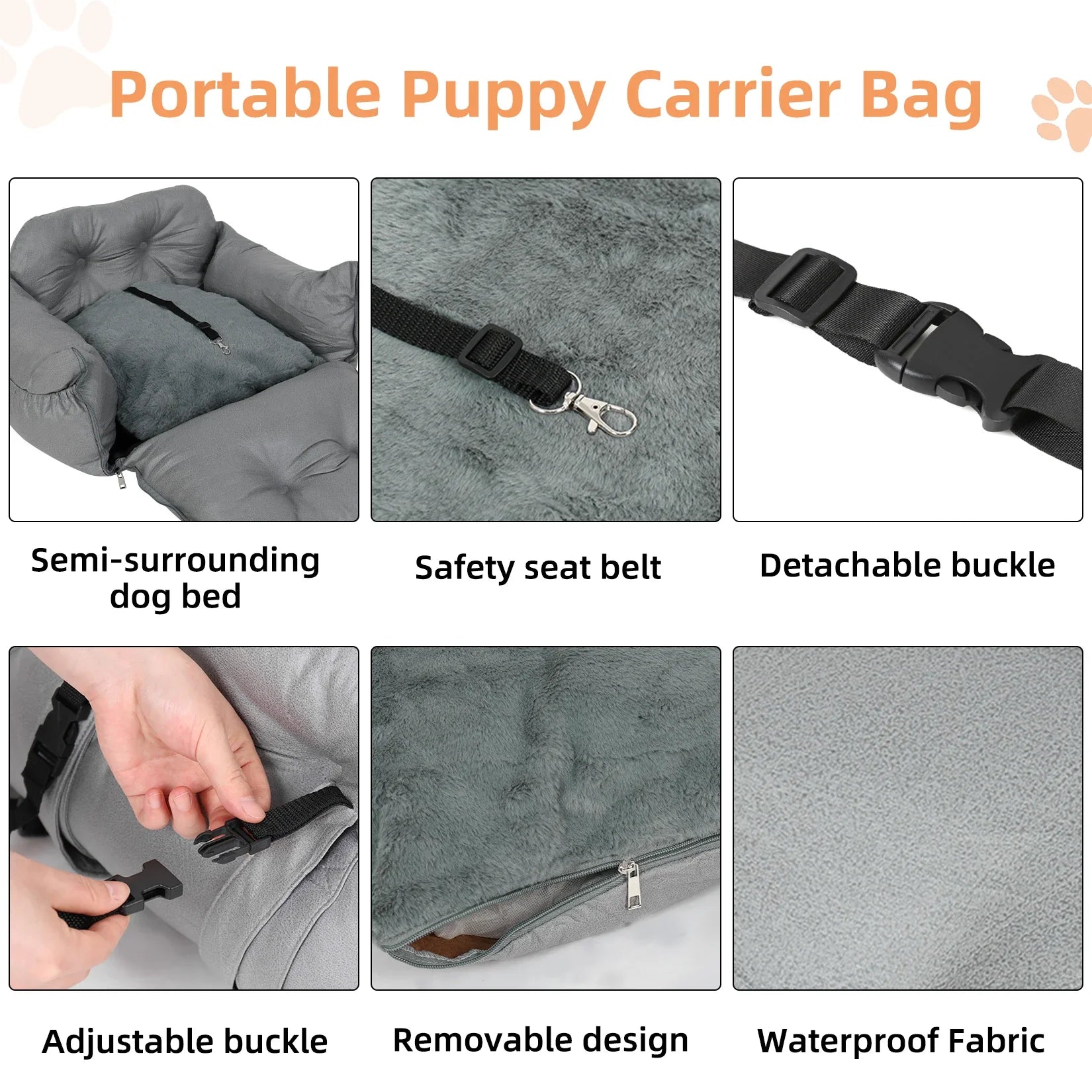 Dog Car Seat with Safety Belt Pet Animal Booster Nest Cushion Washable Dogs Cats Sofa Bedding Travel Mattress