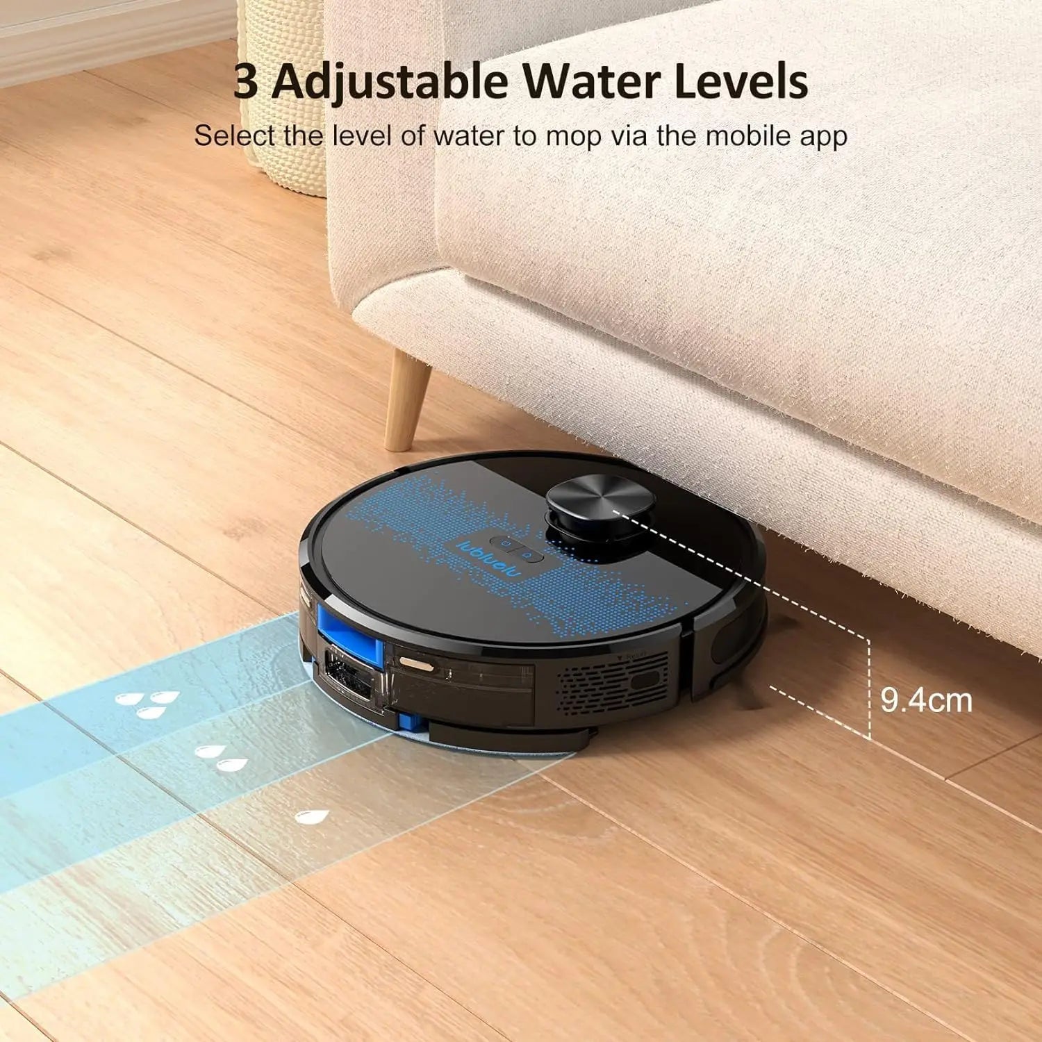 Lubluelu SL60D Robot Vacuum and Mop Combo - 4000Pa Suction, 150Mins Runtime, Quiet Operation, 10 No-Go Zones For Pet Hair Carpet