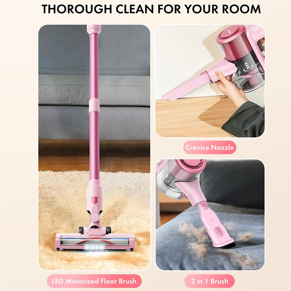 Homeika Cordless Vacuum Cleaner,28KPA 55mins Powerful Suction 8-in-1 LED Display,One-Click Dust Emptying for Pet Hair/Allergies