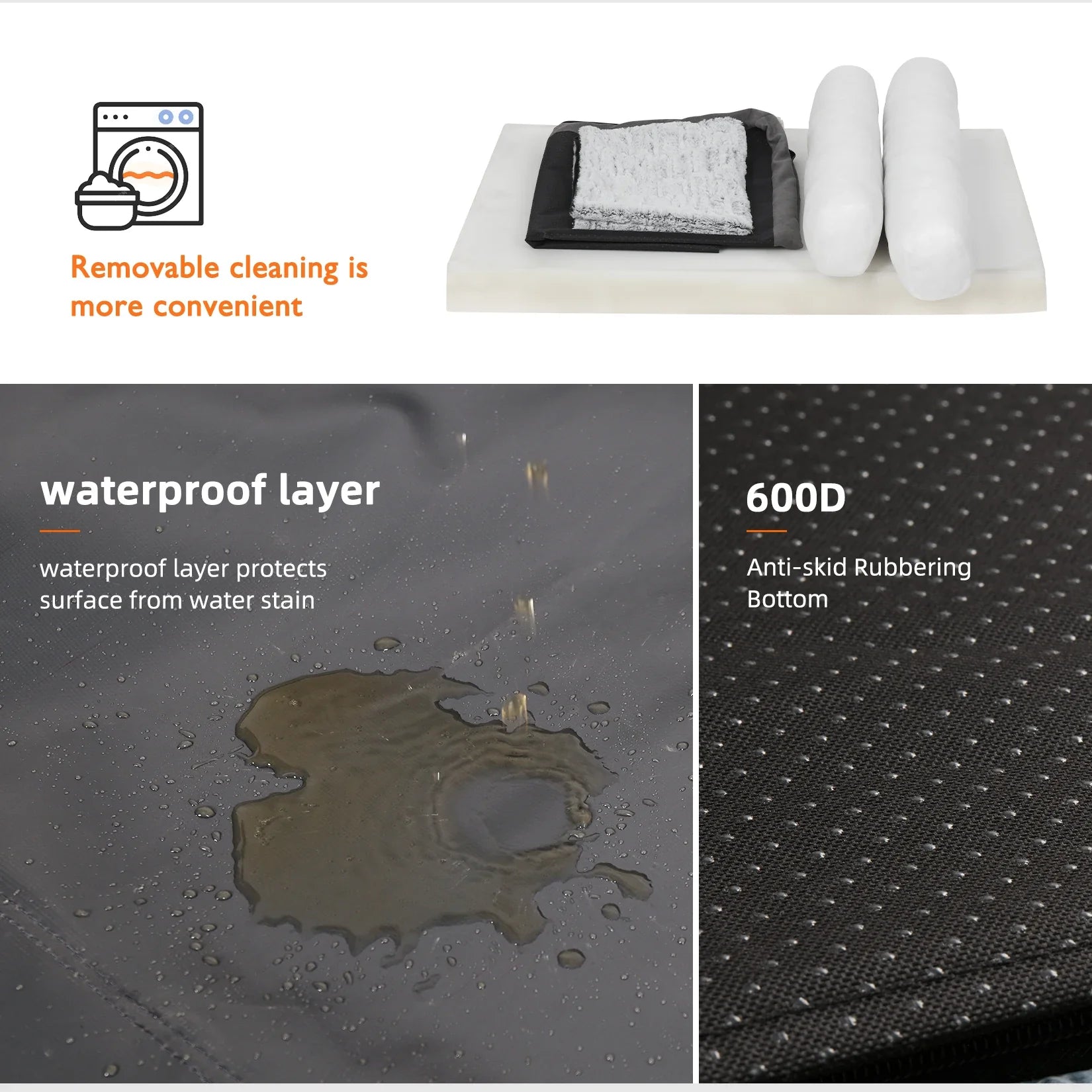 BigngoPaw Heavy Duty Dog Bed for Large Medium Super Soft L-shape Pet Calming Bed Chaise Sofa Kennel Mat w/ Removable Plush Cover