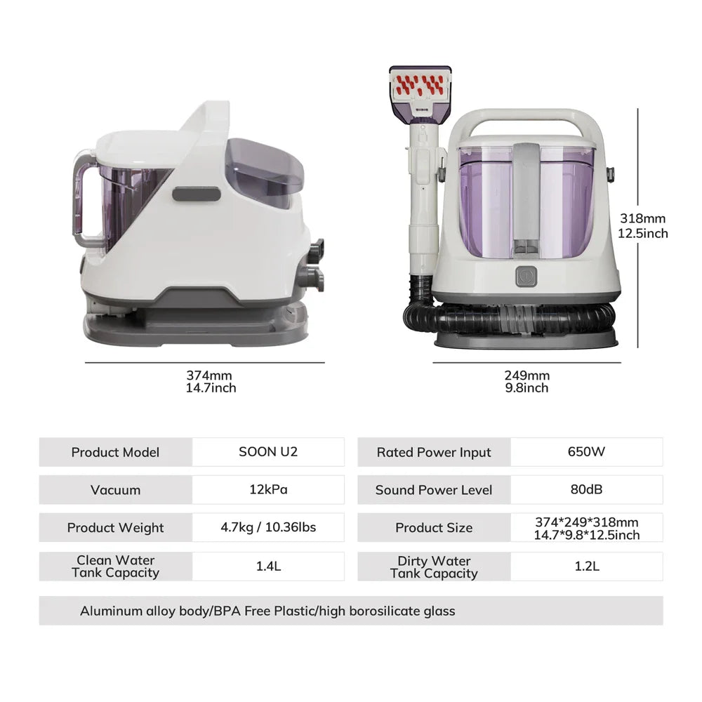 MIUI Multi-Purpose Portable Carpet Cleaner Upholstery Cleaner Machine Deep-Cleaning Shampooer for Home Use