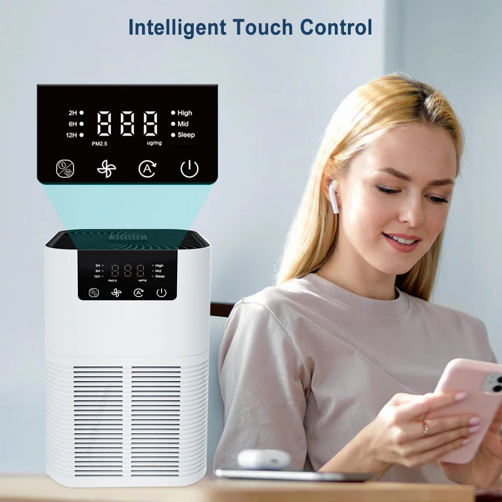 Air Purifier Portable Desktop Air Freshener For Home Allergies and Pets Hair, Smokers in Bedroom HEPA Filter Air Cleaner