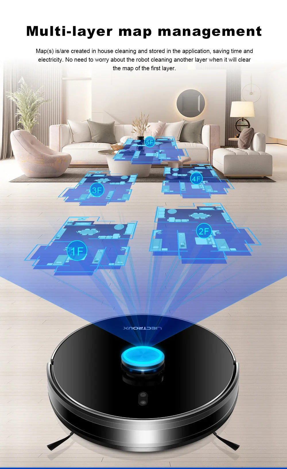Liectroux / LILIN X6 LDS Robot Vacuum Cleaner,Laser Lidar Navigation,Wet Dry Mopping,6500Pa Suction,Multi-Floor Map,Carpet Boost