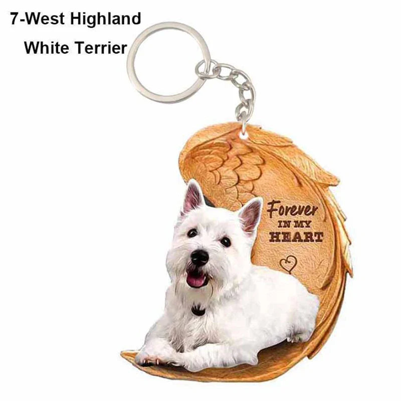 Dog Memorial Keychain - Forever In My Heart Angel Pendant Pet Jewelry Gift