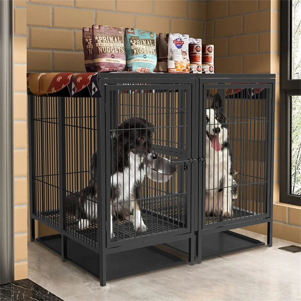 Jumbo Large Metal Pet Playpen, Kennel House with Steel Lock and Removable Trays, Heavy Duty Dog Cage