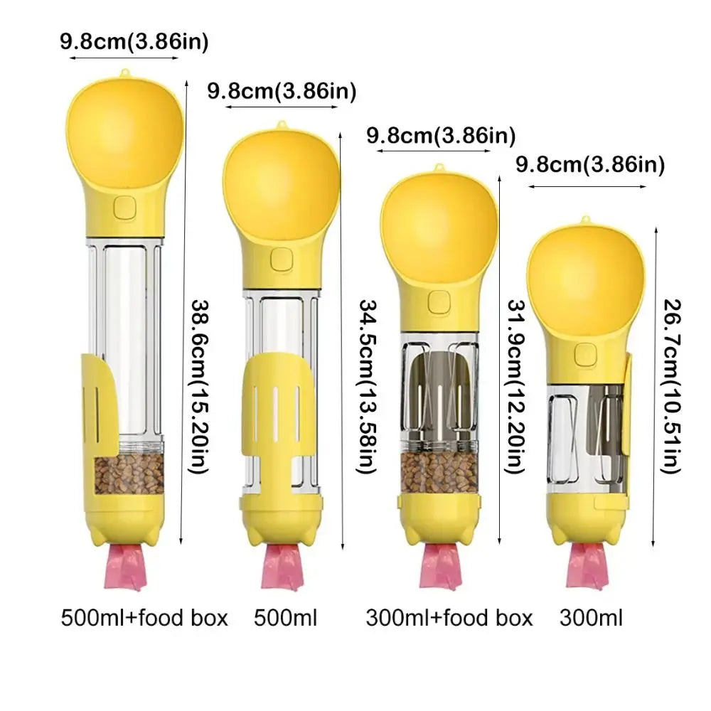 300/500ml Pet Water Food Dispenser 3 in 1 Leak Proof Pet Dog Water Bottle with Trash Bag Box and Shovel Dog Food Feeder Cat
