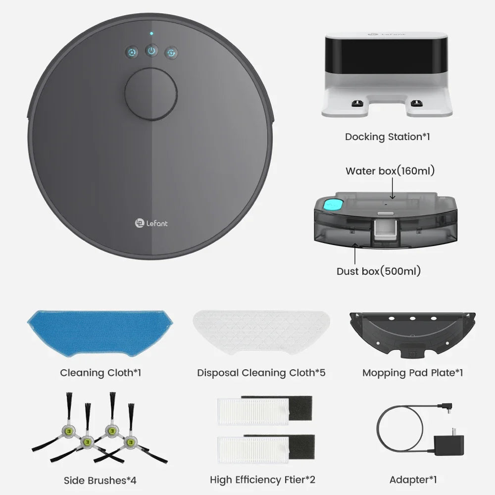 Lefant M1 Robot Vacuum Cleaner with mopping 4000Pa Suction, Lidar Navigation,WiFi/App/Alexa, Ideal for Pet Hair,Carpet