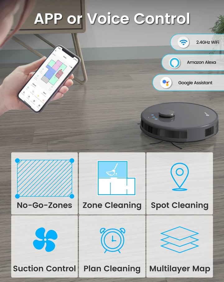 Lefant M1 Robot Vacuum Cleaner with mopping 4000Pa Suction, Lidar Navigation,WiFi/App/Alexa, Ideal for Pet Hair,Carpet
