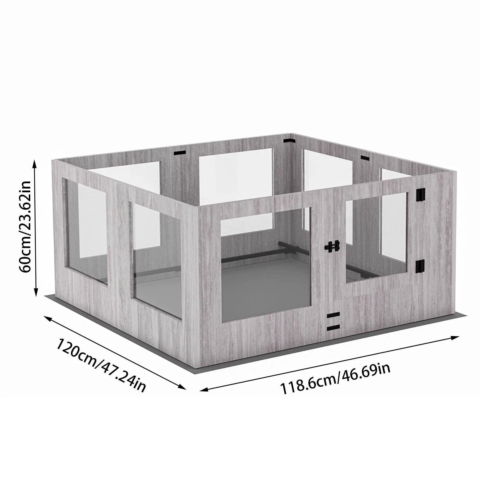 Tempered Glass Dog Puppies Playpen, Indoor Pet Whelping Pen Box Cage, Exercise Fence, with Waterproof Fertility Pad, 8 Panels