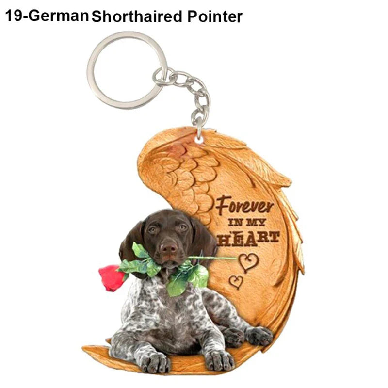 Dog Memorial Keychain - Forever In My Heart Angel Pendant Pet Jewelry Gift