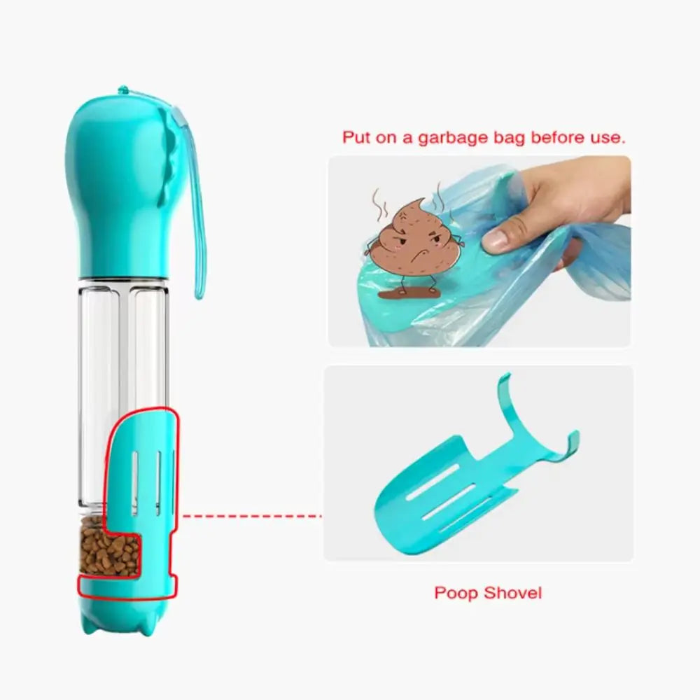 300/500ml Pet Water Food Dispenser with Trash Bag Box and Shovel 3 in 1 Pet Dog Water Bottle Leak Proof Dog Food Feeder Cat