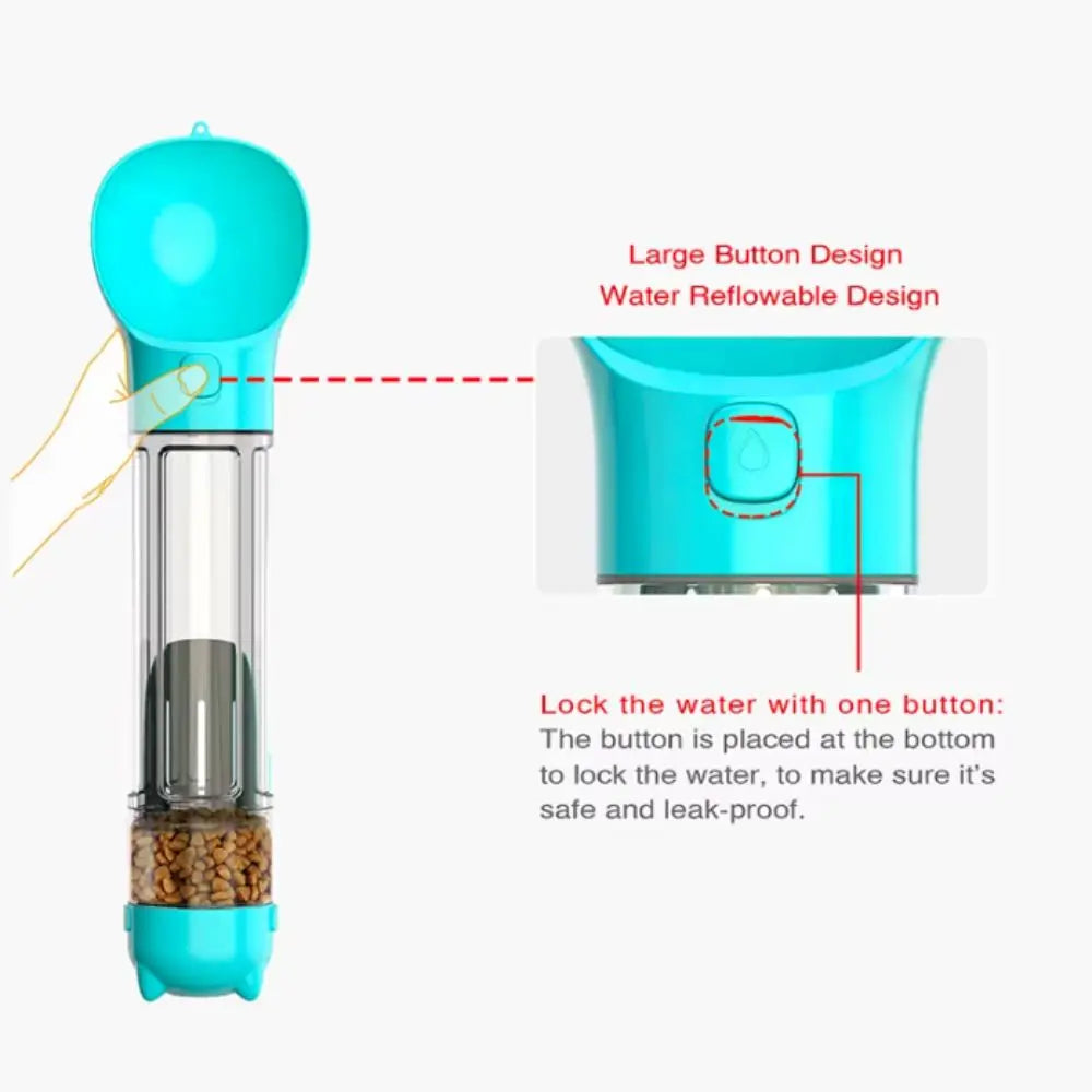 300/500ml Pet Water Food Dispenser with Trash Bag Box and Shovel 3 in 1 Pet Dog Water Bottle Leak Proof Dog Food Feeder Cat