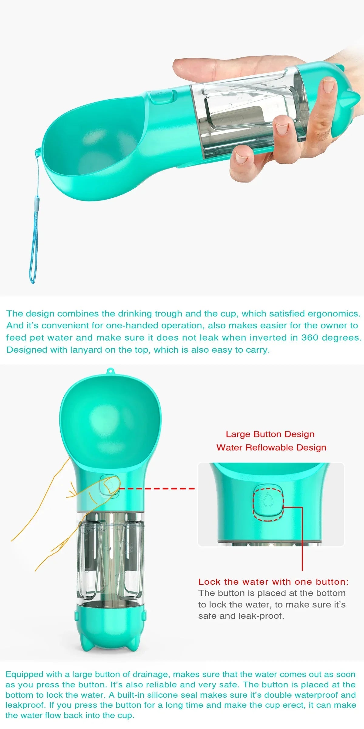 Portable Pet Dog Water Bottle For Small Large Dogs Travel Puppy Cat Drinking Bowl Outdoor Pet Water Dispenser Feeder wiht shovel