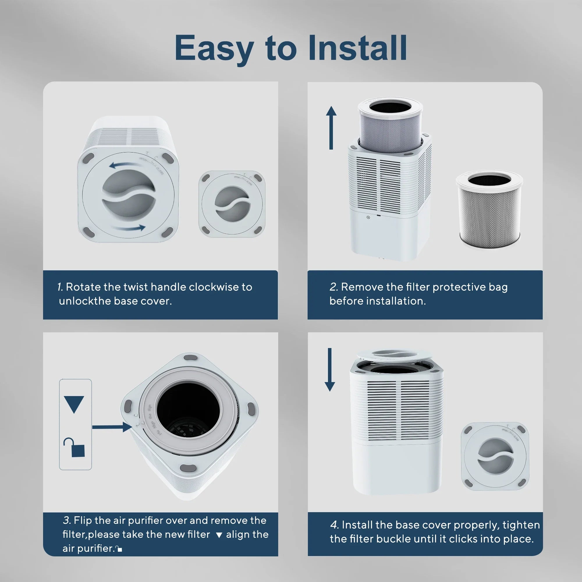 Air Purifier Portable Desktop Air Freshener For Home Allergies and Pets Hair, Smokers in Bedroom HEPA Filter Air Cleaner