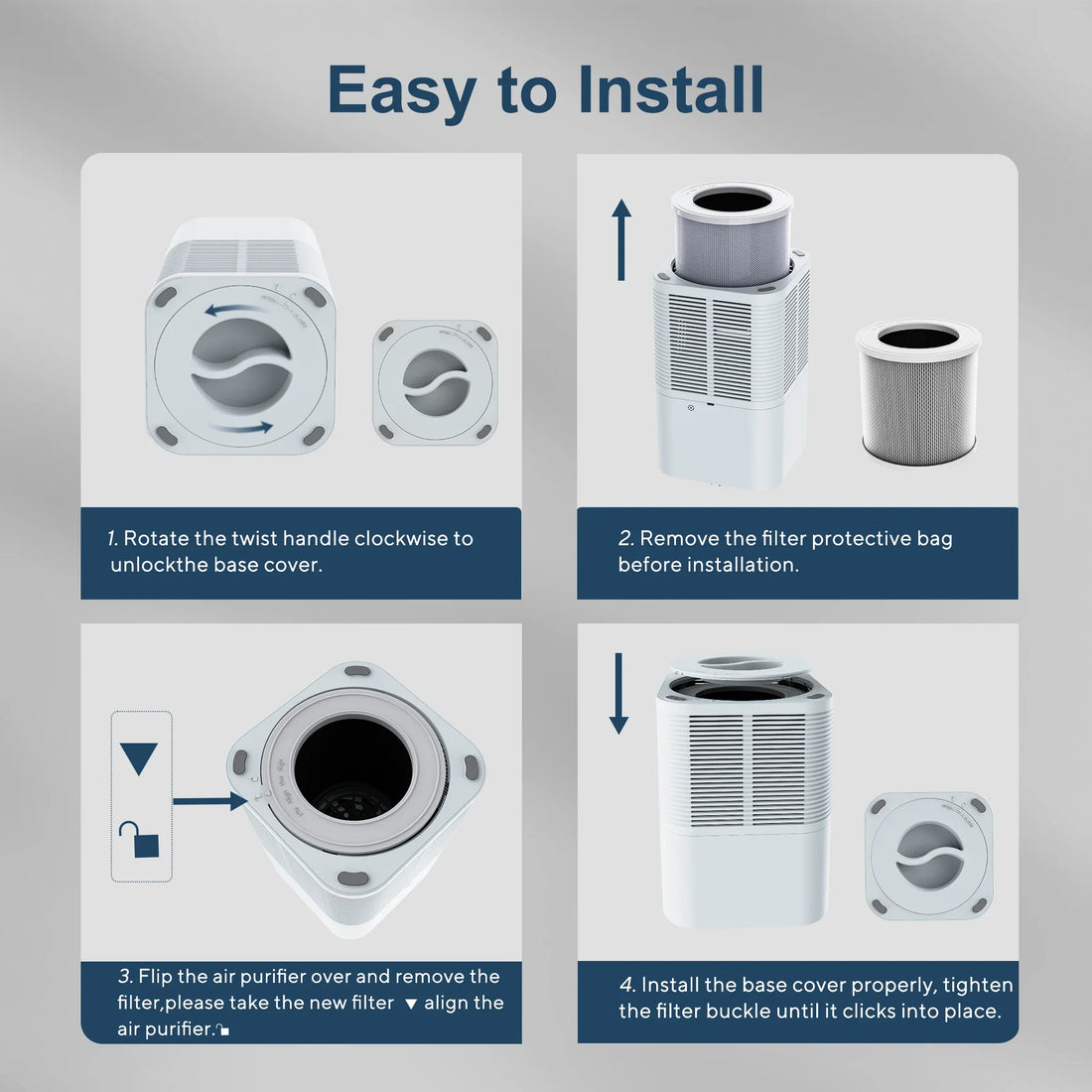 Air Purifier Portable Desktop Air Freshener For Home Allergies and Pets Hair, Smokers in Bedroom HEPA Filter Air Cleaner