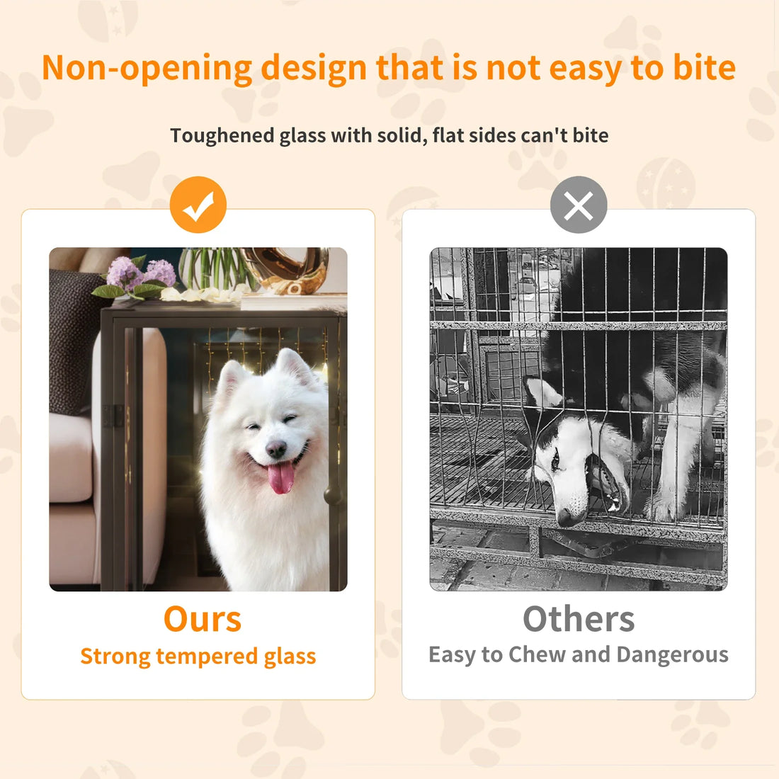 Tempered Glass Dog Crate with Aluminum Frame, Rolling Pet Cage, Kennels with 2 Doors and Removable Tray