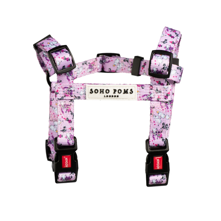 Moomins Pink Champagne Dogs H-Harness by Soho Poms | Shop Brit | UK Pet Shop | Dog Harnesses