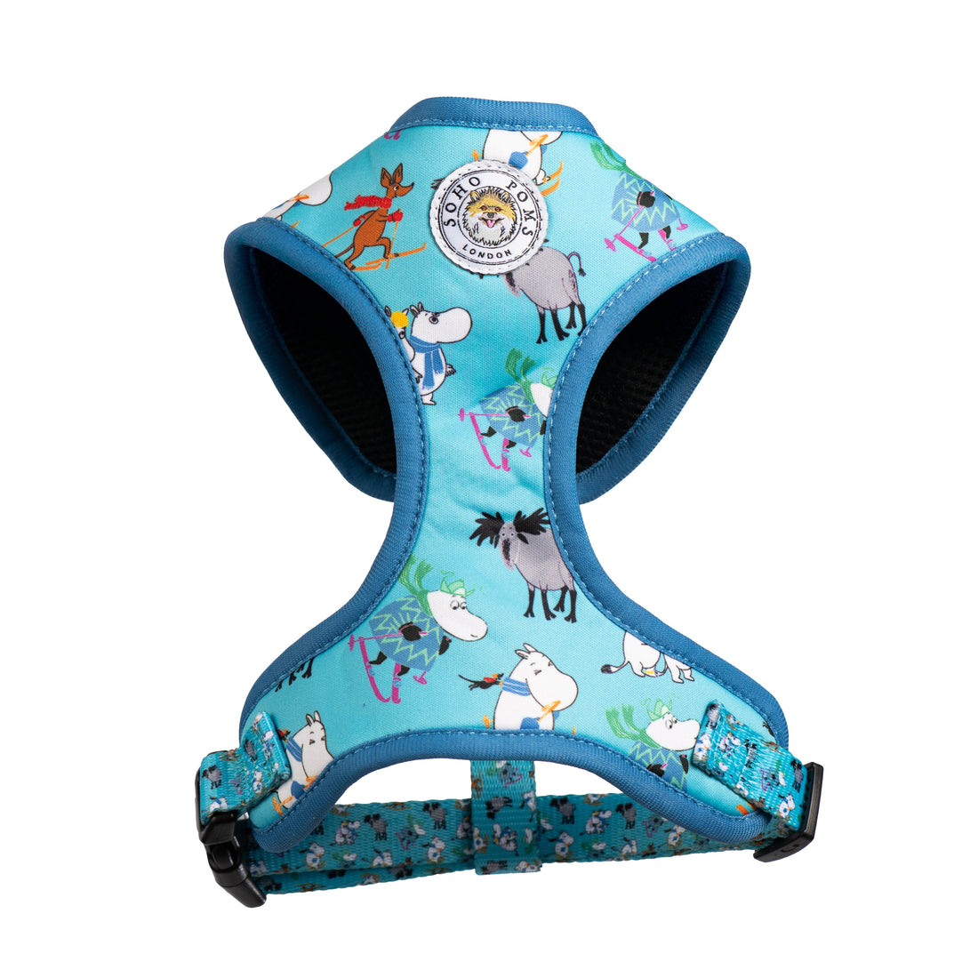 Moomins Blue Holiday Dogs Padded Harness by Soho Poms | Shop Brit | UK Pet Shop | Dog Harnesses