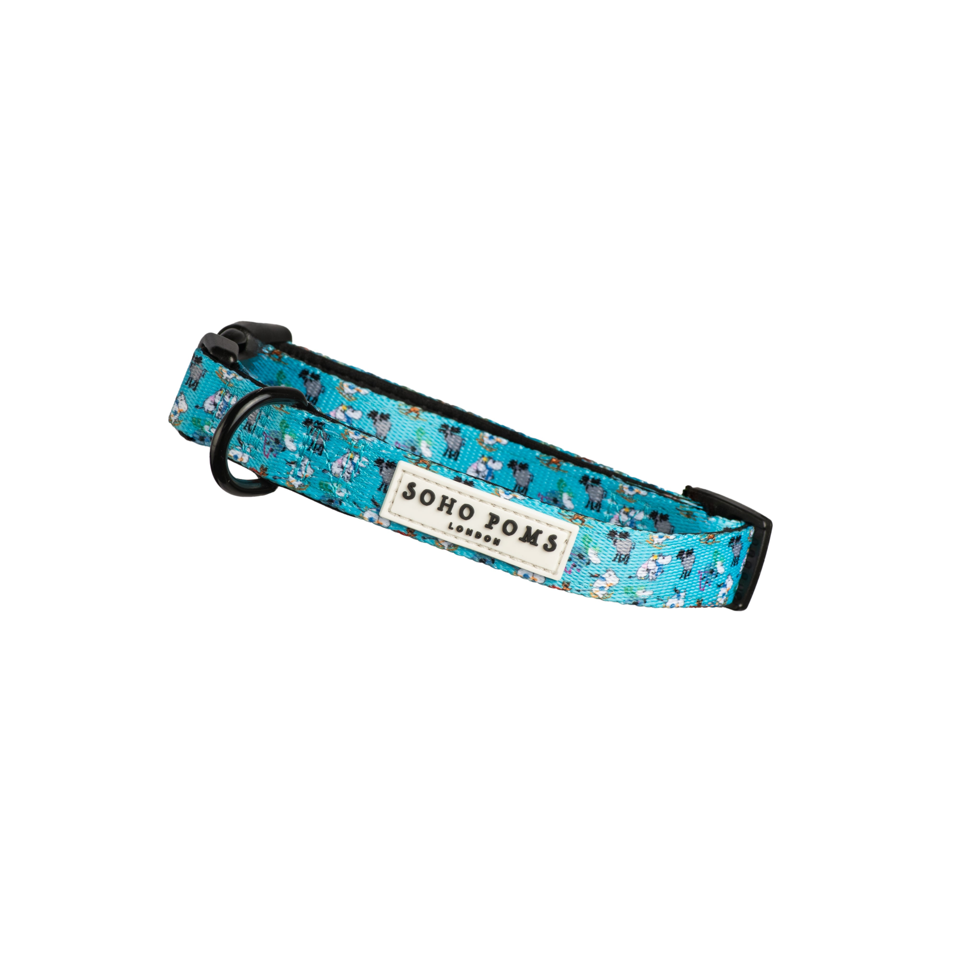 Moomins Blue Holiday Dogs Padded Collar by Soho Poms | Shop Brit | UK Pet Shop | Dog Collars