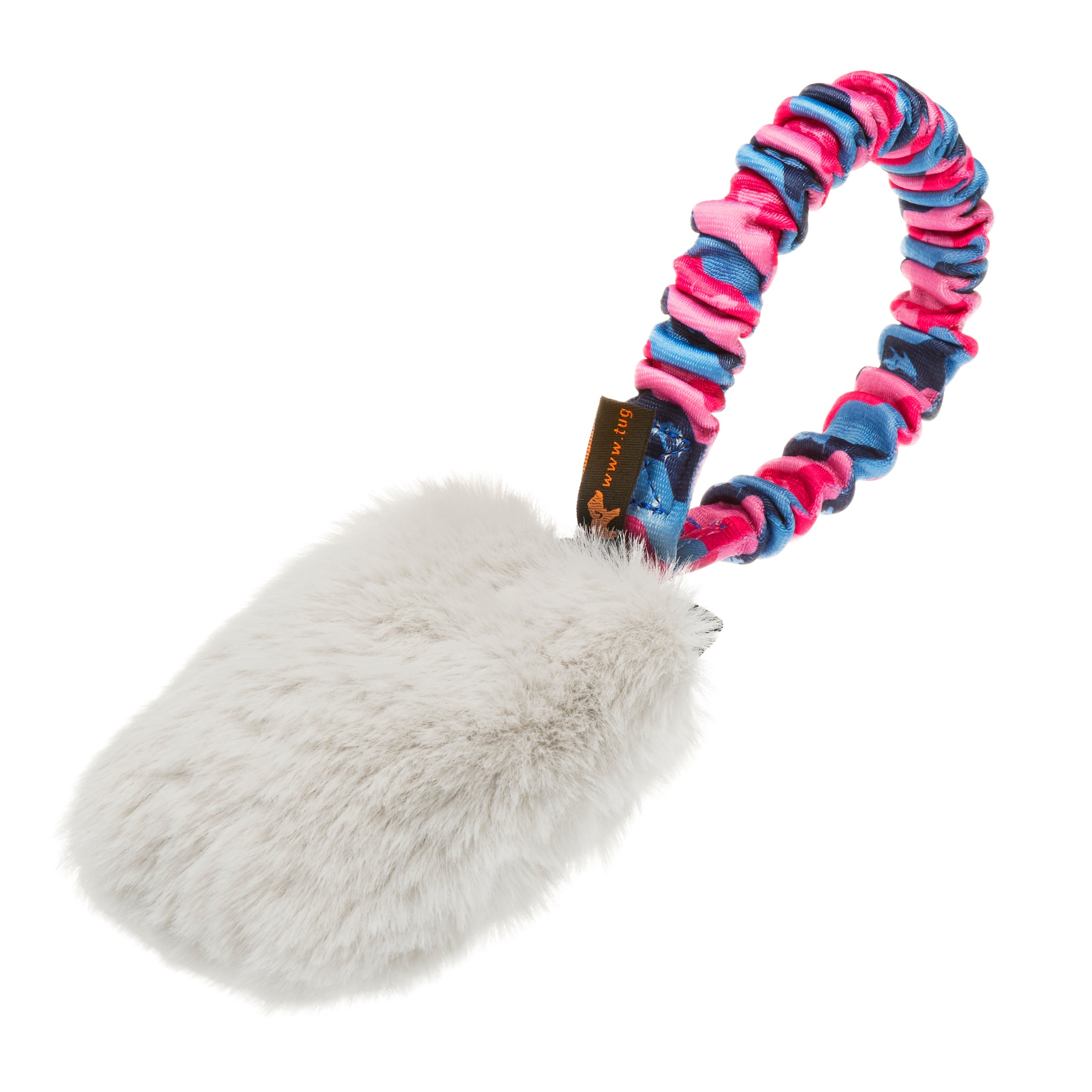 Faux Fur Pocket Bungee Squeaker | Shop Brit | UK Pet Shop | Bungee Tug Toy