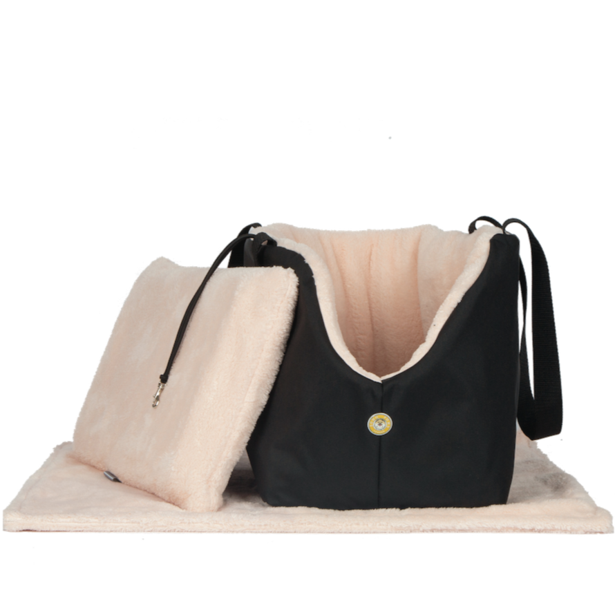Soho Poms Black & Pink Luxury Rainy Bear Dog Carrier | Shop Brit | UK Pet Shop | Dog Carrier