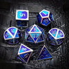 7-Piece Metal Dice Set - Premium Quality & Unique Design for RPG Board Games - Dazzling Blue-Purple Mix, Unmatched Craftsmanship, Perfect for Fantasy Adventures