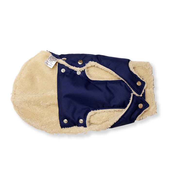 Soho Poms Blue & Beige Teddy Bear Waterproof Dog Jacket | Shop Brit | UK Pet Shop | Dog Coats