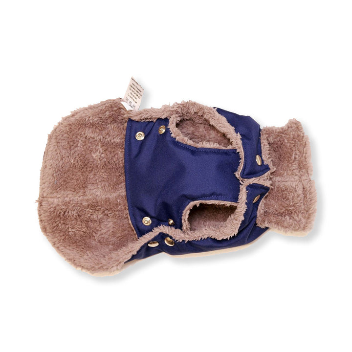 Soho Poms Blue & Cappuccino Teddy Bear Waterproof Dog Jacket | Shop Brit | UK Pet Shop | Dog Coats