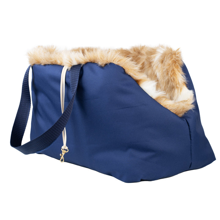 Soho Poms Blue & Beige Coco Dog Carrier | Shop Brit | UK Pet Shop | Dog Carrier
