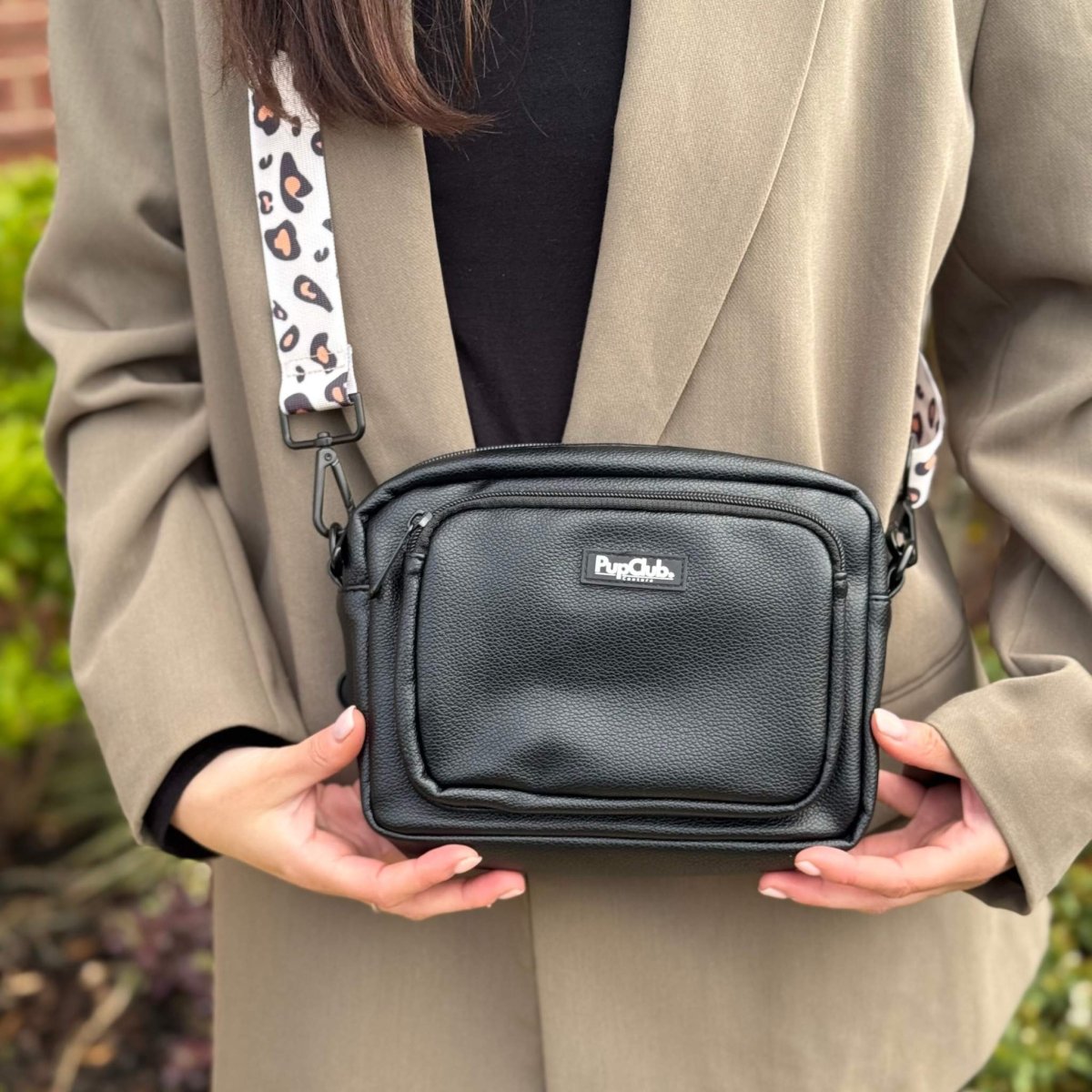 Crossbody Dog Walking Bag - Vegan Leather Black | Shop Brit | UK Pet Shop | Dog Walking Bag