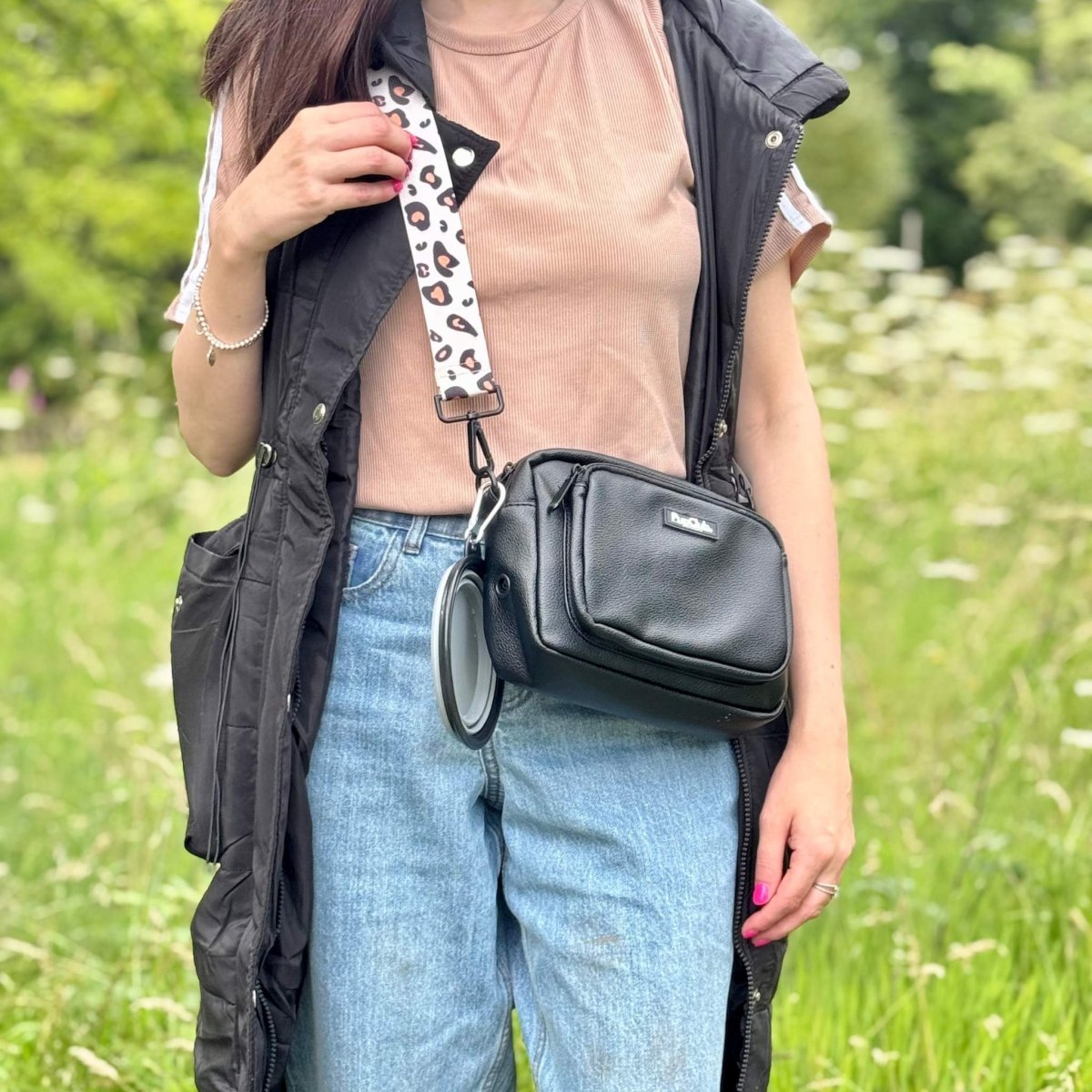 Crossbody Dog Walking Bag - Vegan Leather Black | Shop Brit | UK Pet Shop | Dog Walking Bag
