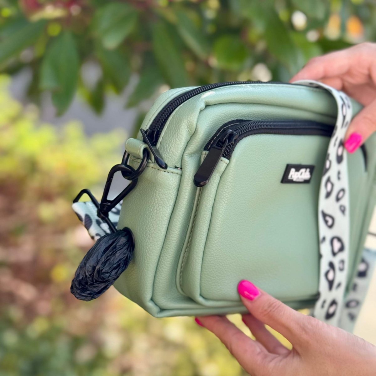 Crossbody Dog Walking Bag - Vegan Leather Sage Green | Shop Brit | UK Pet Shop | Dog Walking Bag