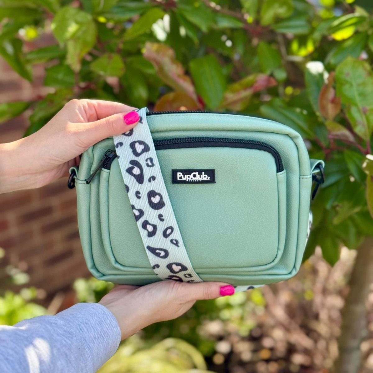 Crossbody Dog Walking Bag - Vegan Leather Sage Green | Shop Brit | UK Pet Shop | Dog Walking Bag