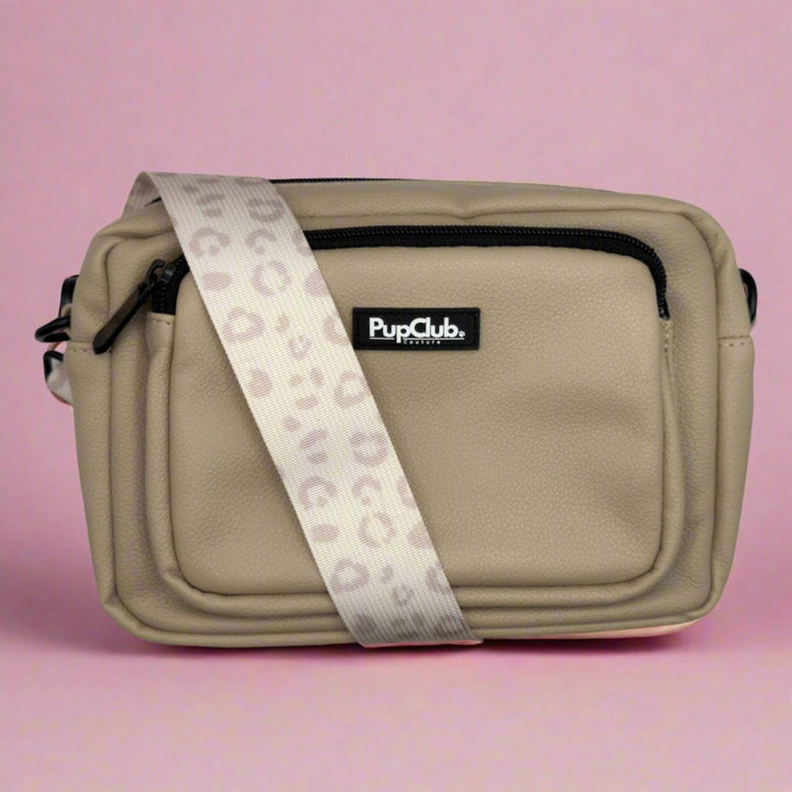 Crossbody Dog Walking Bag - Vegan Leather Tan | Shop Brit | UK Pet Shop | Dog Walking Bag