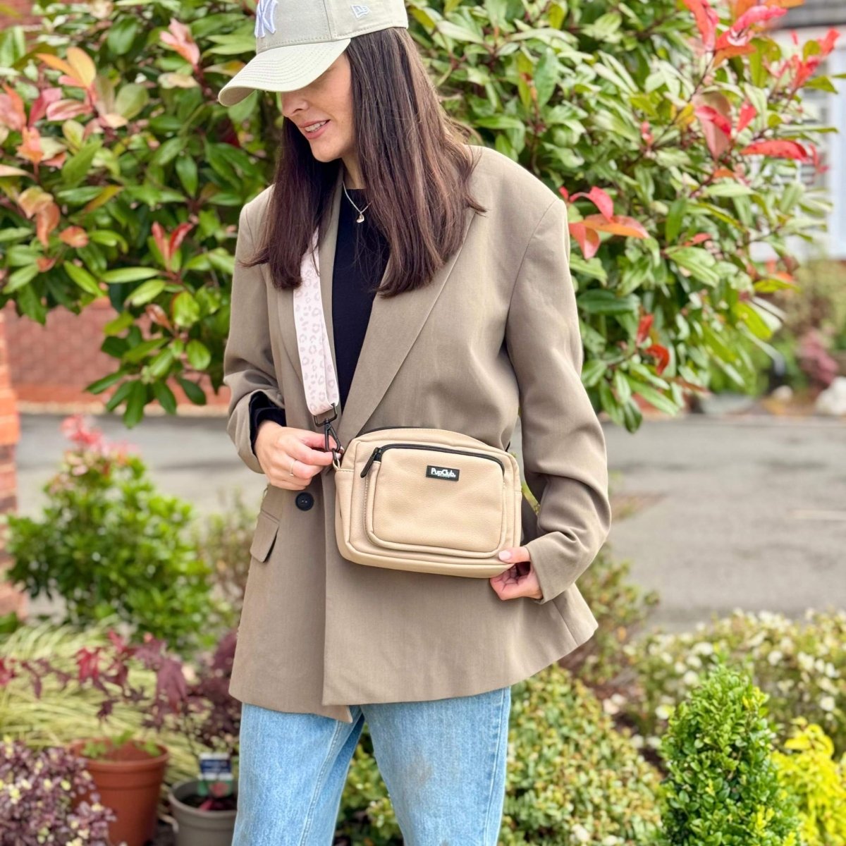 Crossbody Dog Walking Bag - Vegan Leather Tan | Shop Brit | UK Pet Shop | Dog Walking Bag