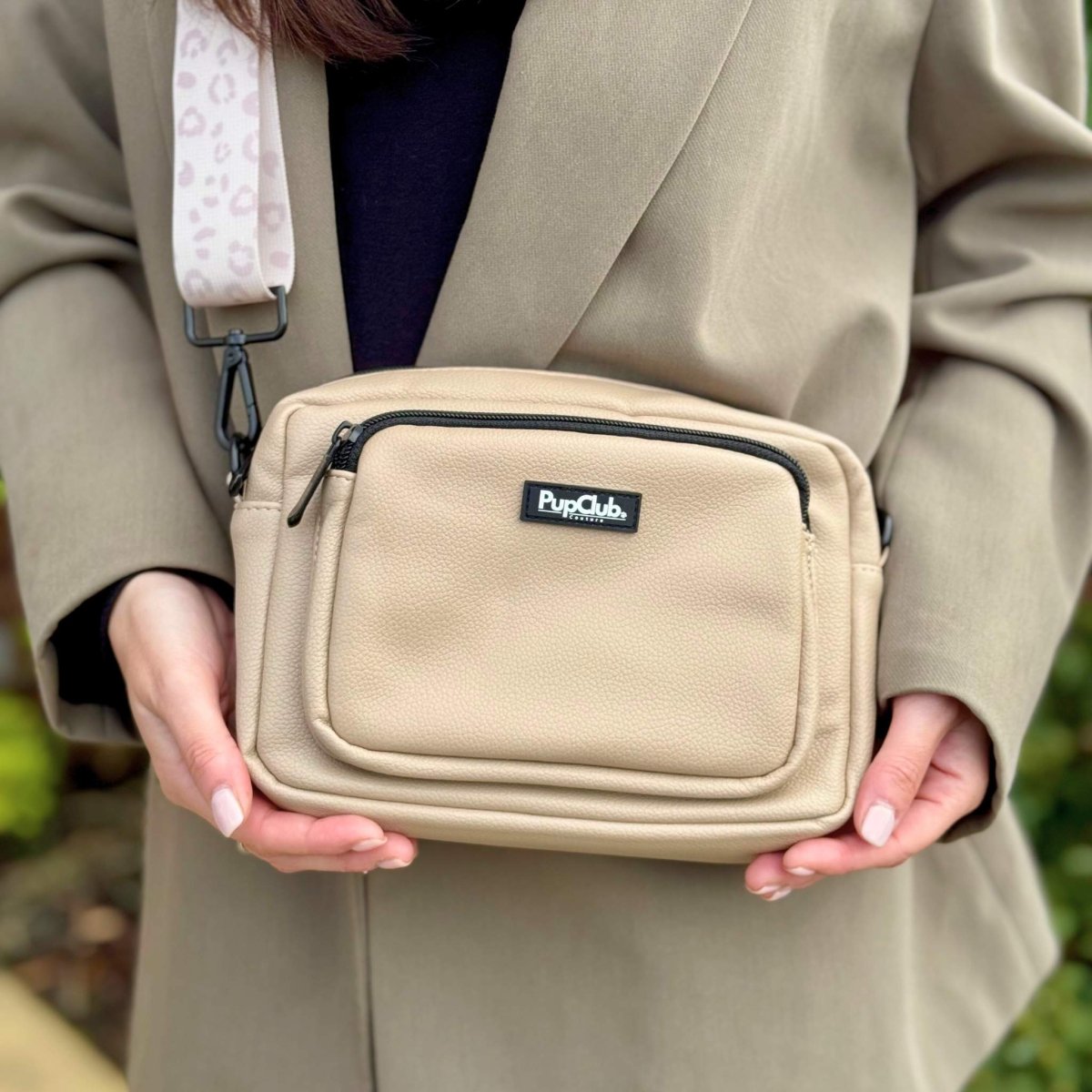 Crossbody Dog Walking Bag - Vegan Leather Tan | Shop Brit | UK Pet Shop | Dog Walking Bag