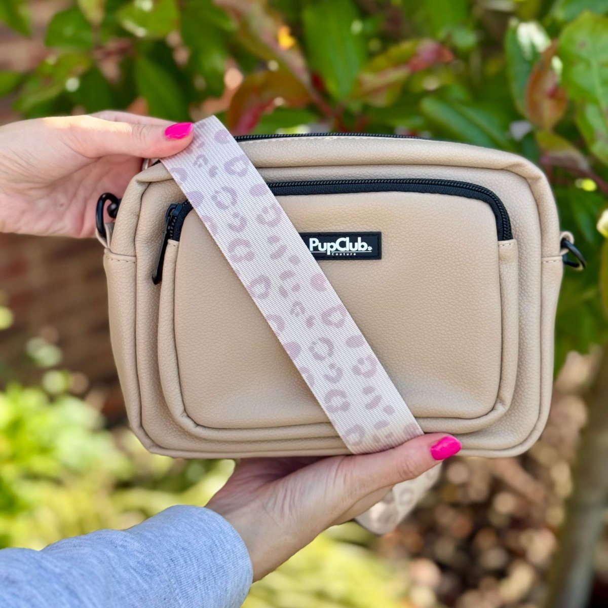 Crossbody Dog Walking Bag - Vegan Leather Tan | Shop Brit | UK Pet Shop | Dog Walking Bag