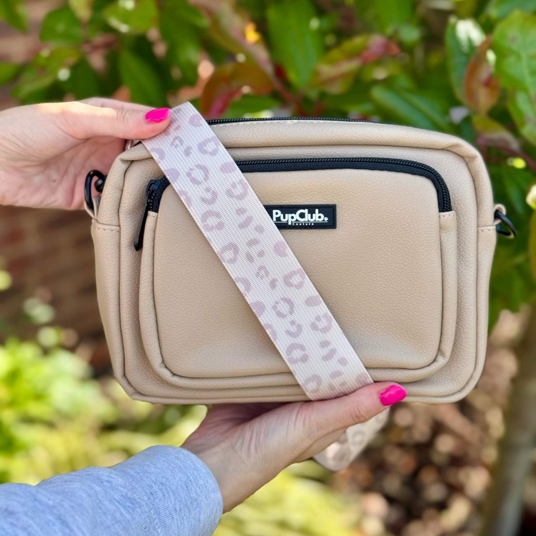 Crossbody Dog Walking Bag - Vegan Leather Tan | Shop Brit | UK Pet Shop | Dog Walking Bag