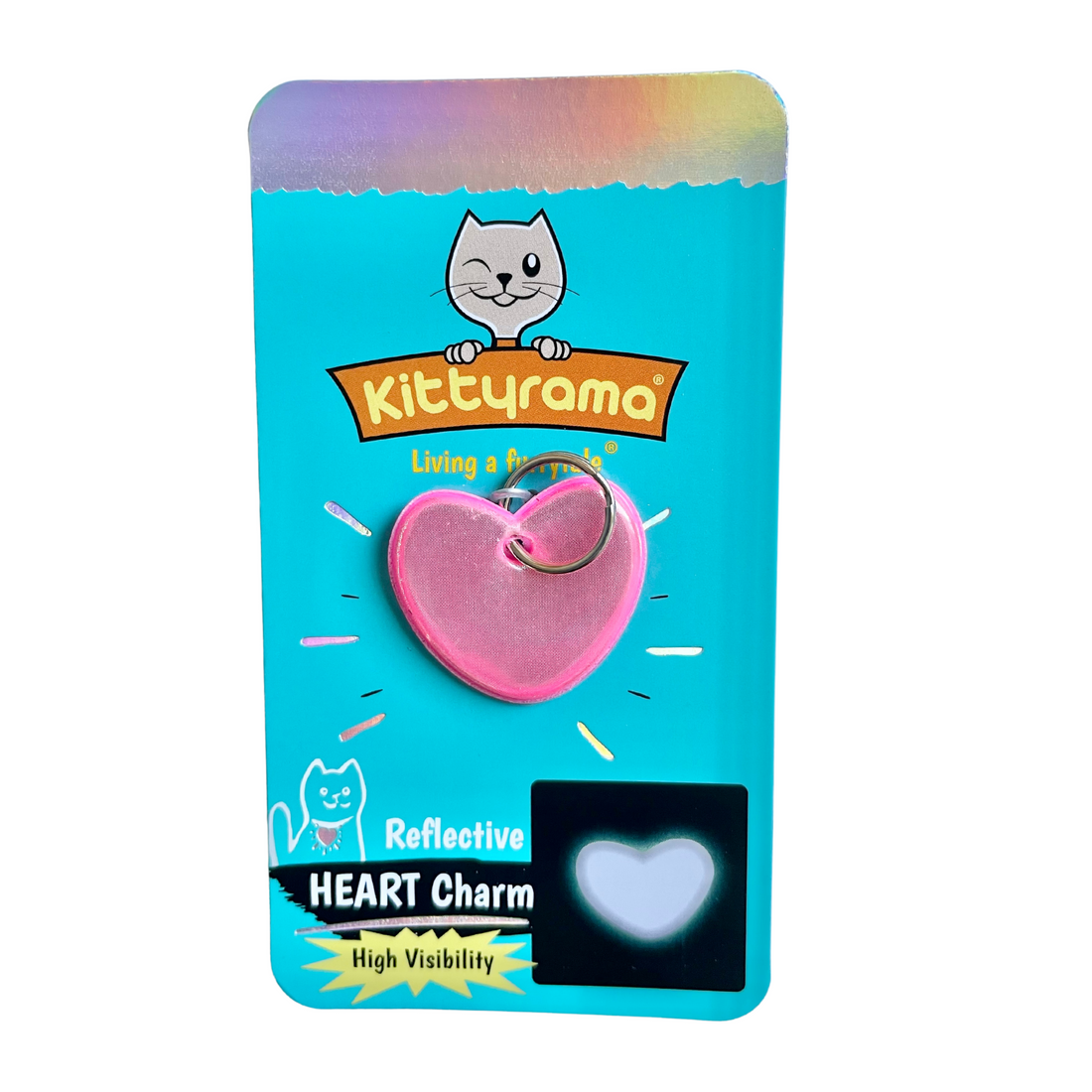 KITTYRAMA HEART CAT CHARM – Reflective, Safe, High Visibility | Shop Brit | UK Pet Shop | Cat Supplies