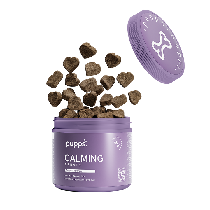 Pupps Calming Treats for Dogs | Natural Anxiety & Stress Relief Chews with Chamomile, Valerian & Hemp – UK Made