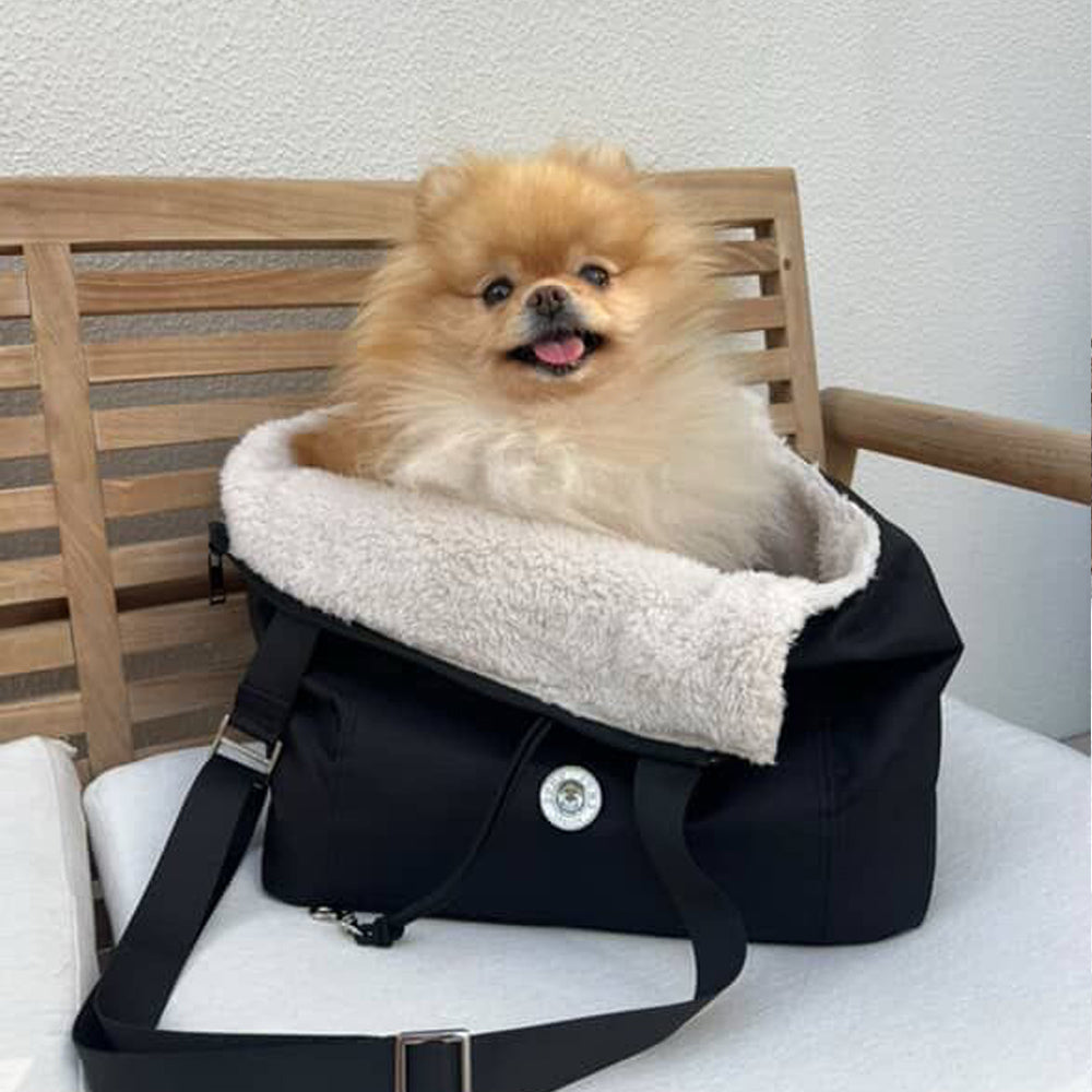 Soho Poms Black & Cream Rainy Bear Pet Carrier - Ideal for Dogs & Cats | Shop Brit | UK Pet Shop | Dog Carrier