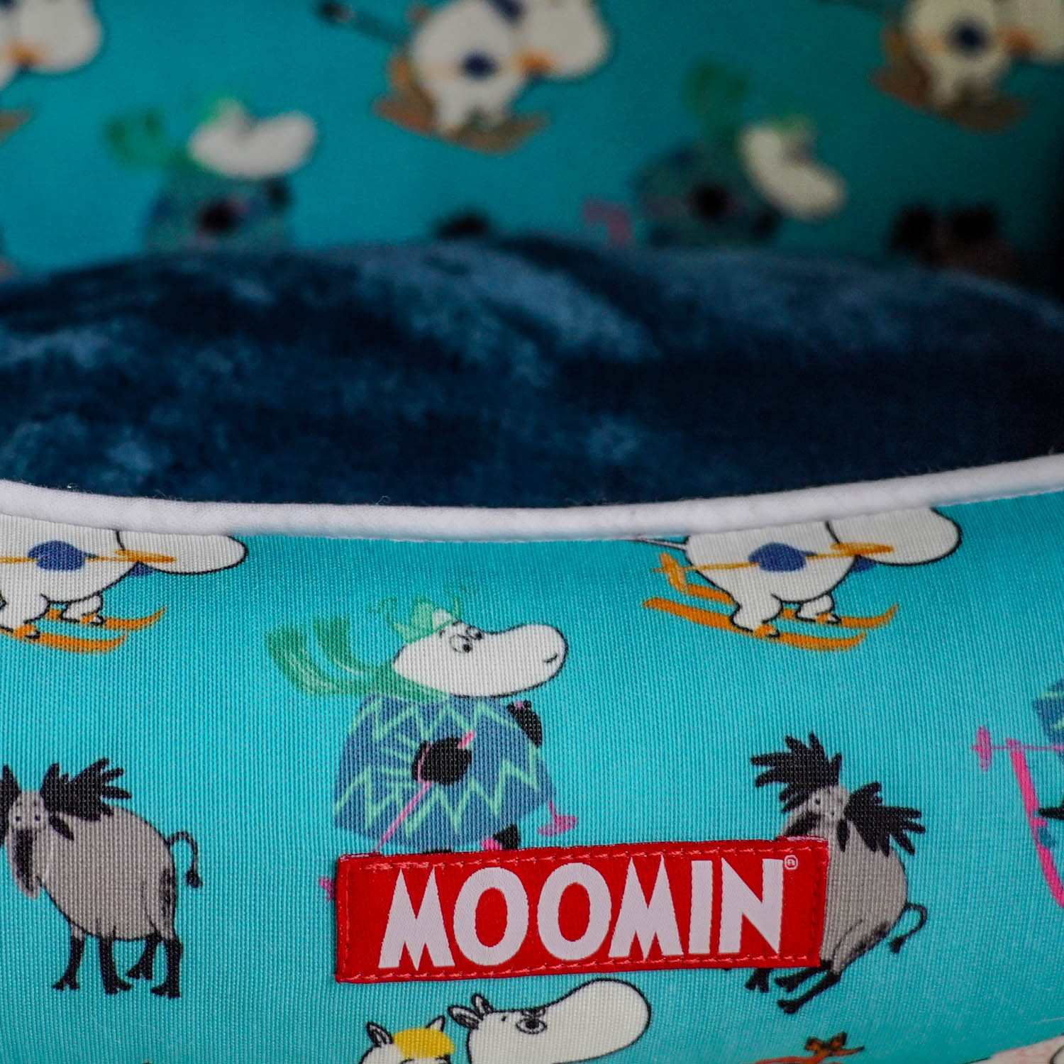 Moomins Blue Ski Holidays Bed by SohoPoms | Shop Brit | UK Pet Shop | Dog Beds